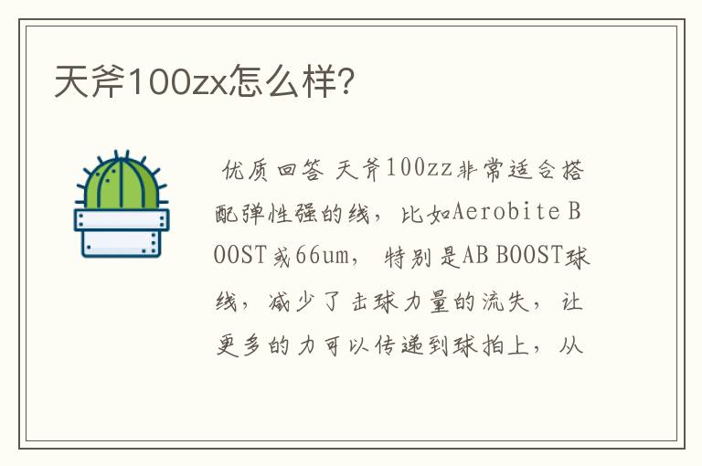 天斧100zx怎么样?