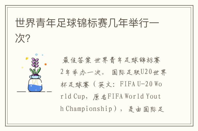 世界青年足球锦标赛几年举行一次？