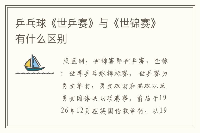 乒乓球《世乒赛》与《世锦赛》有什么区别
