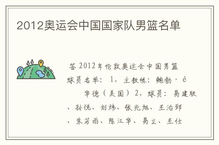 2012奥运会中国国家队男篮名单