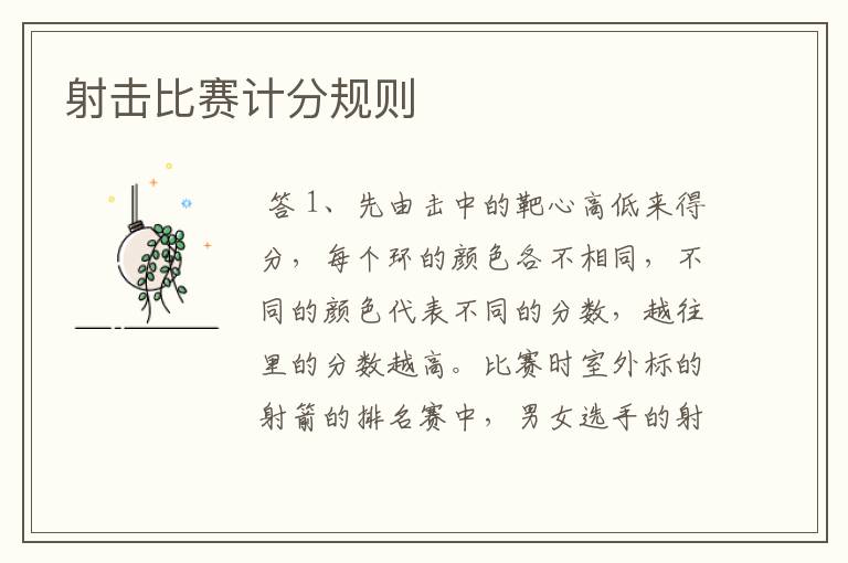 射击比赛计分规则