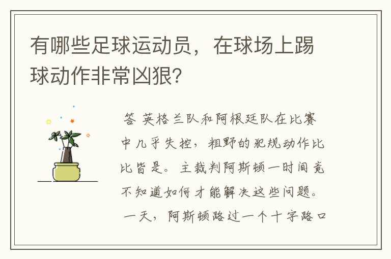 有哪些足球运动员,在球场上踢球动作非常凶狠?