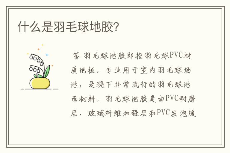 什么是羽毛球地胶?