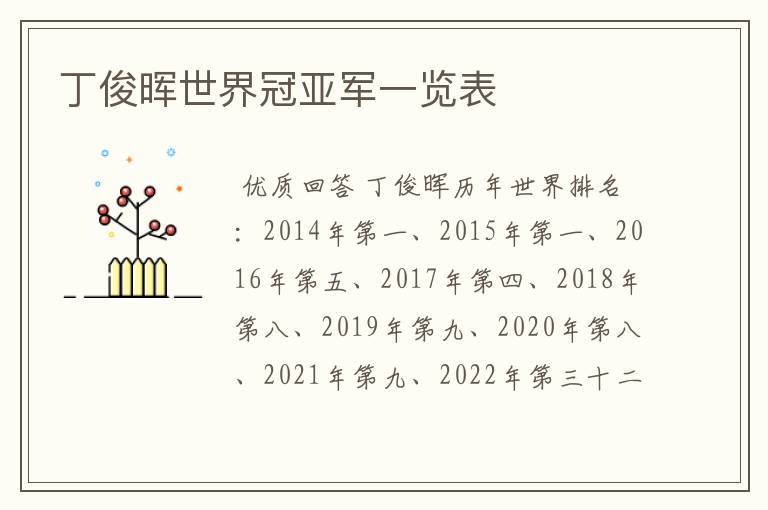 丁俊晖世界冠亚军一览表