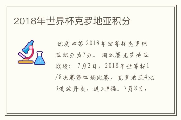 2018年世界杯克罗地亚积分