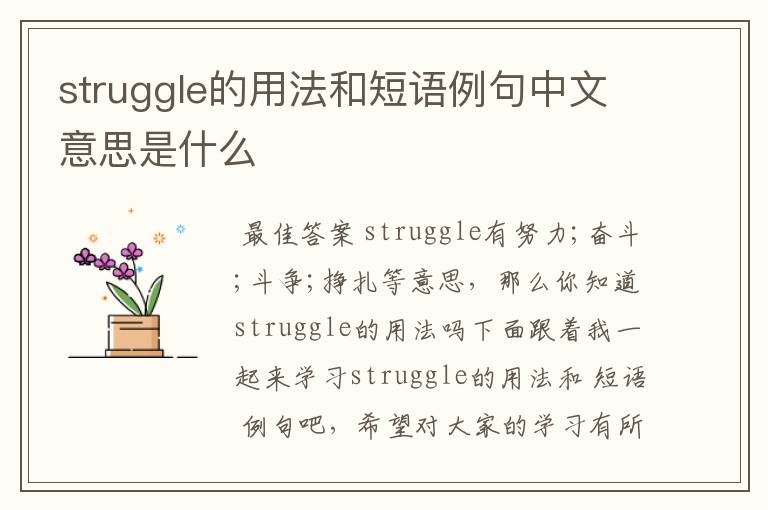 struggle的用法和短语例句中文意思是什么