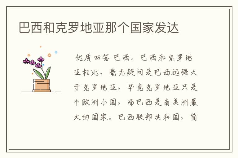 巴西和克罗地亚那个国家发达