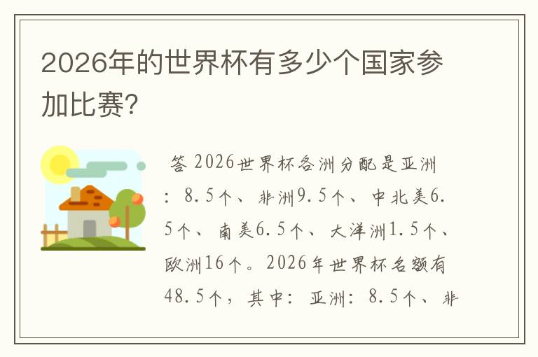 2026年的世界杯有多少个国家参加比赛?