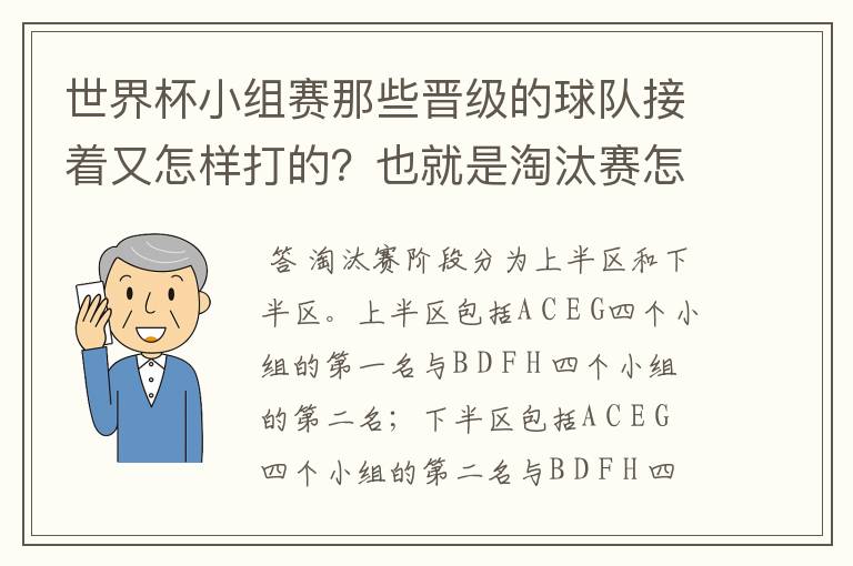 世界杯小组赛那些晋级的球队接着又怎样打的?也就是淘汰赛怎么分组打?