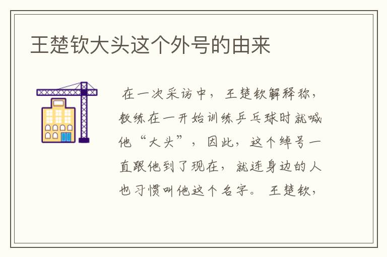 王楚钦大头这个外号的由来