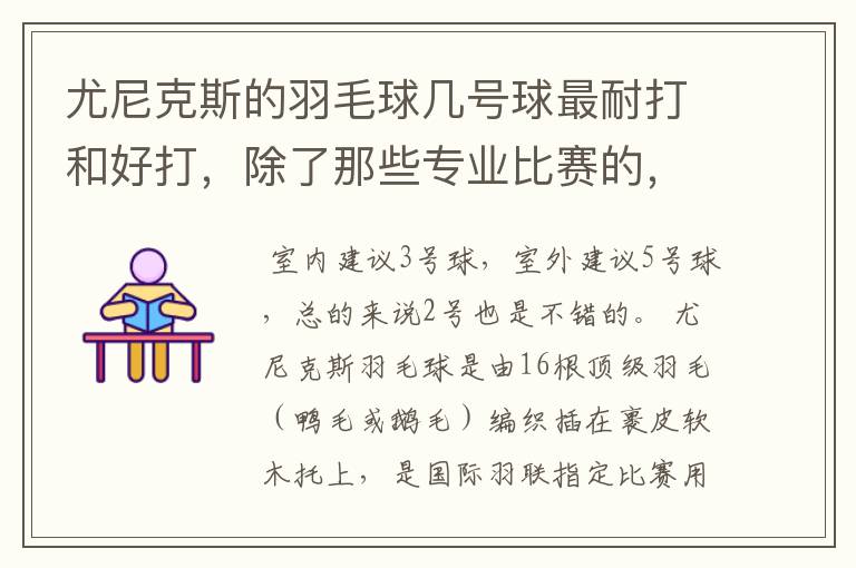尤尼克斯的羽毛球几号球最耐打和好打,除了那些专业比赛的,业余里面几号球好打,求推荐