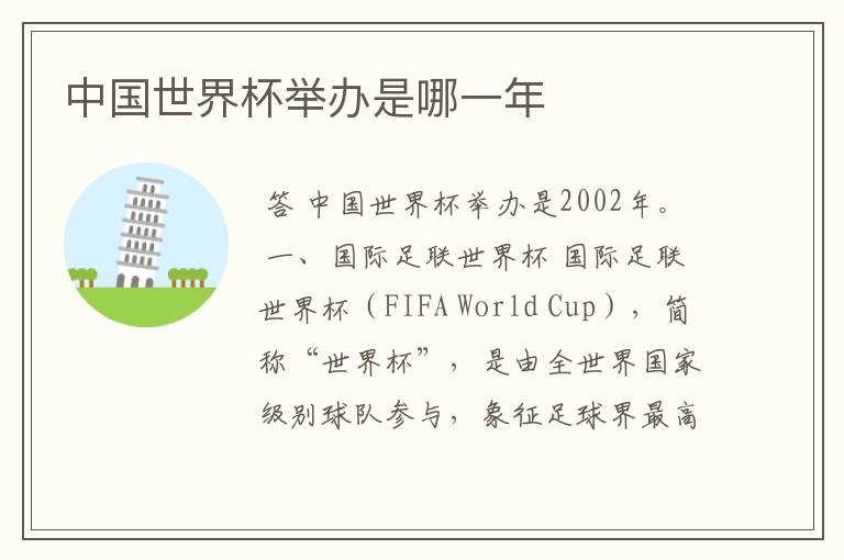 中国世界杯举办是哪一年