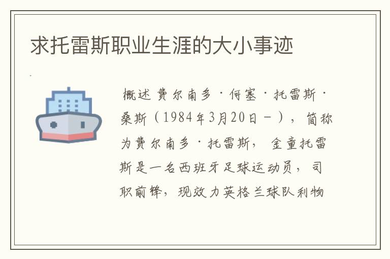 求托雷斯职业生涯的大小事迹