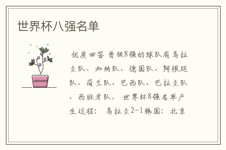 世界杯八强名单