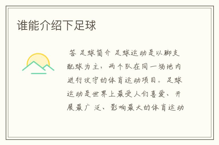 谁能介绍下足球