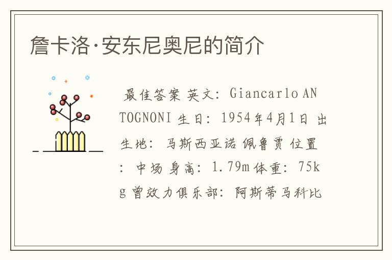 詹卡洛·安东尼奥尼的简介