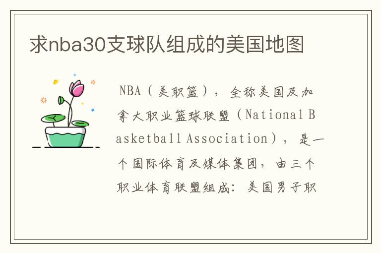 求nba30支球队组成的美国地图