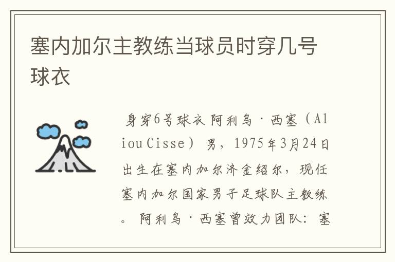 塞内加尔主教练当球员时穿几号球衣
