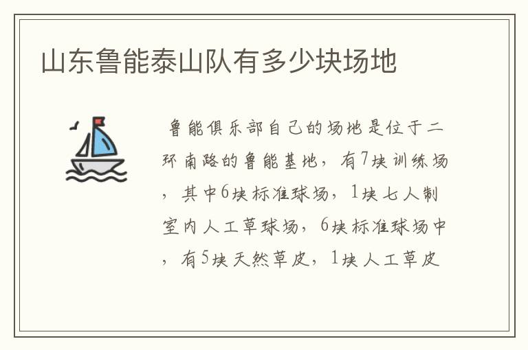 山东鲁能泰山队有多少块场地