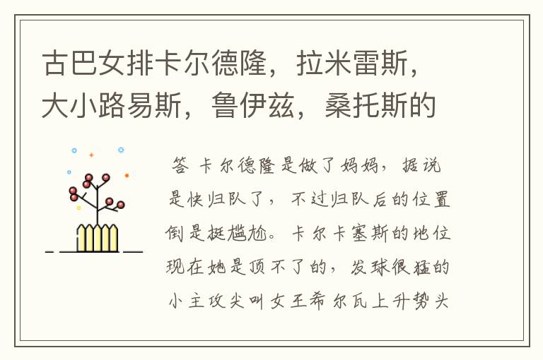 古巴女排卡尔德隆,拉米雷斯,大小路易斯,鲁伊兹,桑托斯的现状