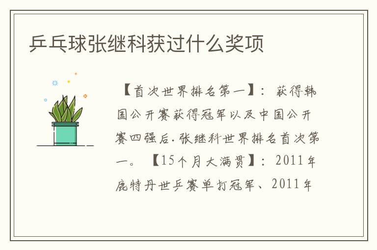 乒乓球张继科获过什么奖项