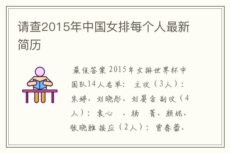 请查2015年中国女排每个人最新简历