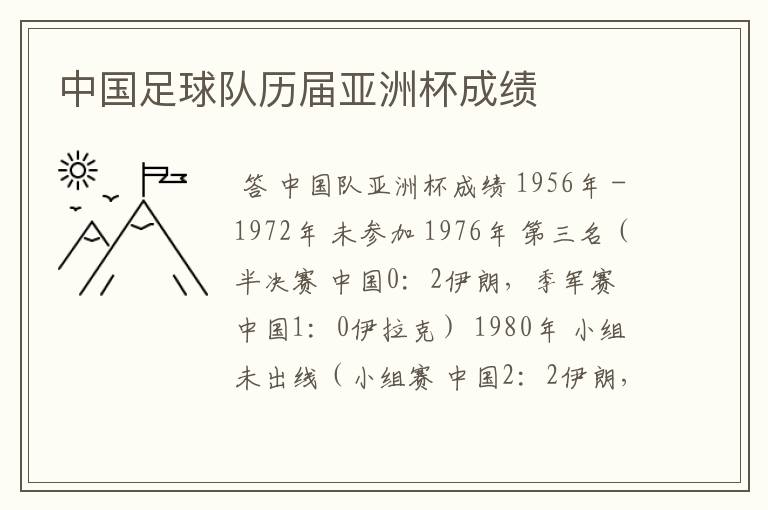 中国足球队历届亚洲杯成绩