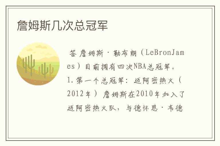 詹姆斯几次总冠军