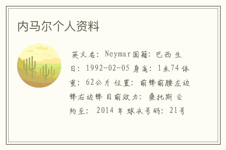 内马尔个人资料