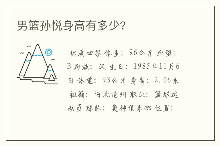 男篮孙悦身高有多少?