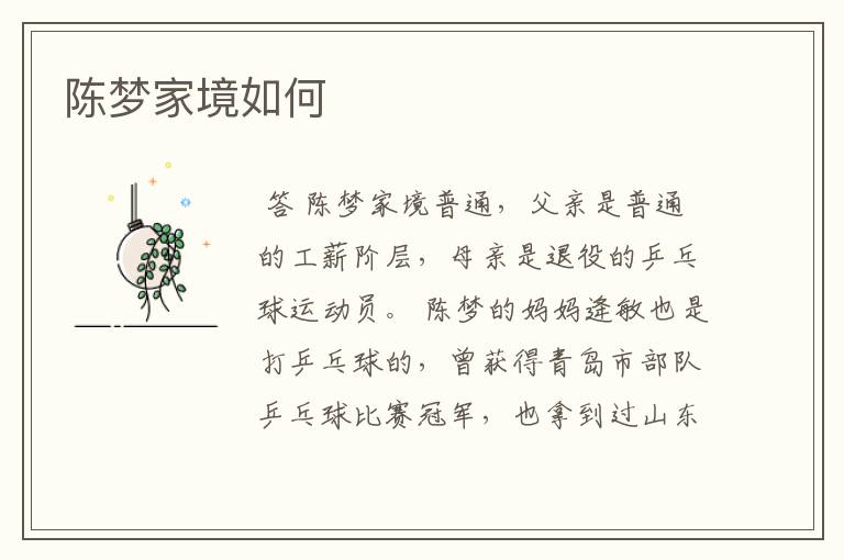 陈梦家境如何
