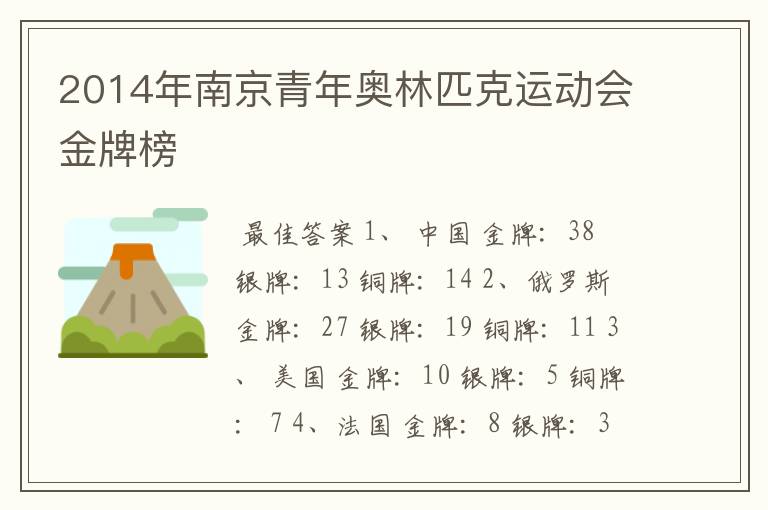 2014年南京青年奥林匹克运动会金牌榜