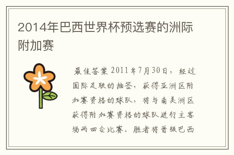 2014年巴西世界杯预选赛的洲际附加赛