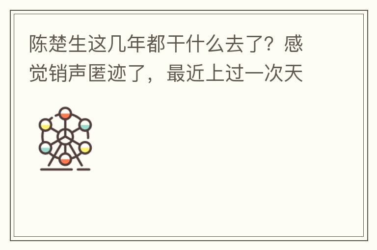 陈楚生这几年都干什么去了？感觉销声匿迹了，最近上过一次天天向上。