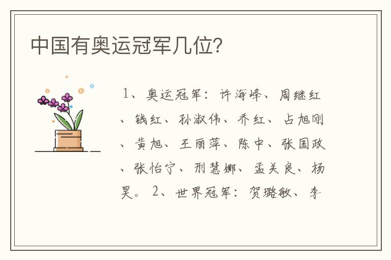 中国有奥运冠军几位?