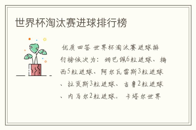 世界杯淘汰赛进球排行榜