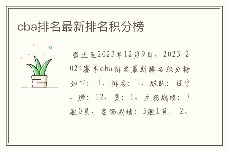 cba排名最新排名积分榜