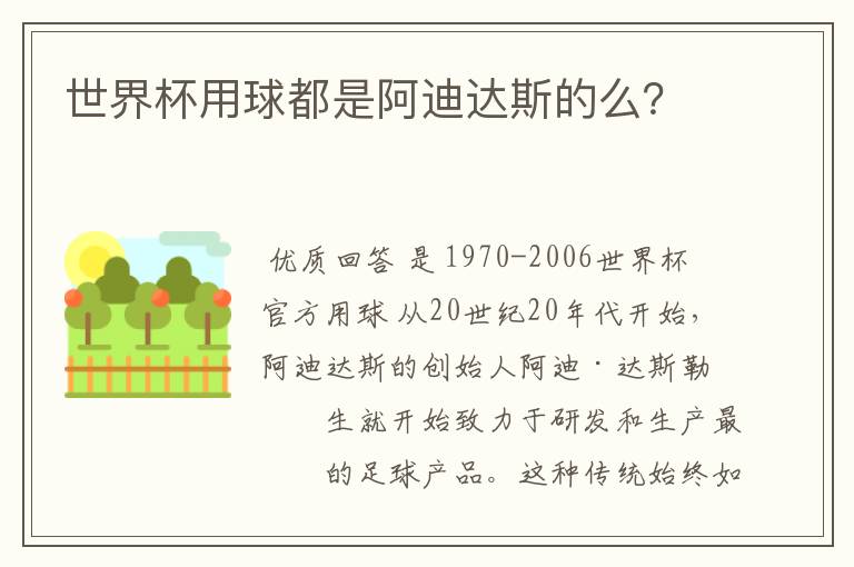 世界杯用球都是阿迪达斯的么?