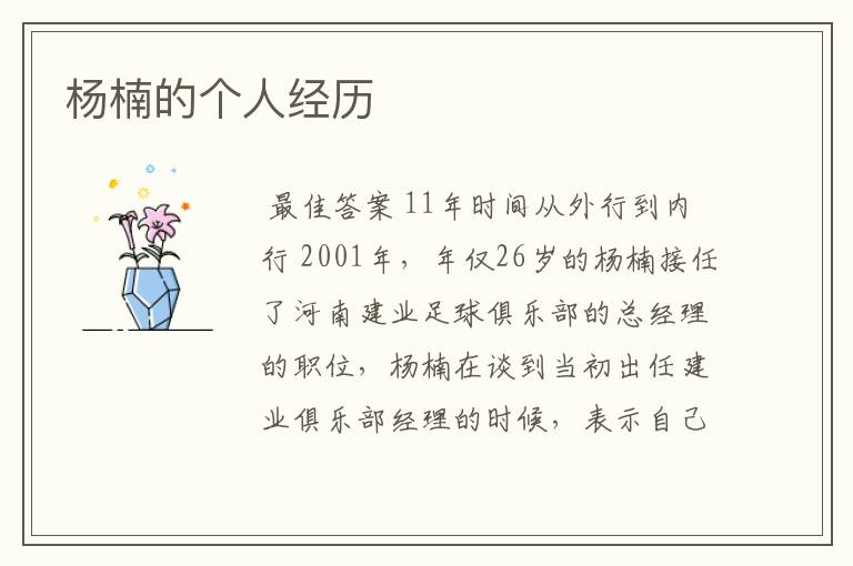 杨楠的个人经历