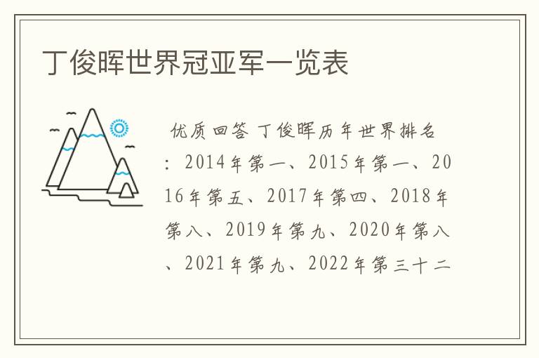 丁俊晖世界冠亚军一览表