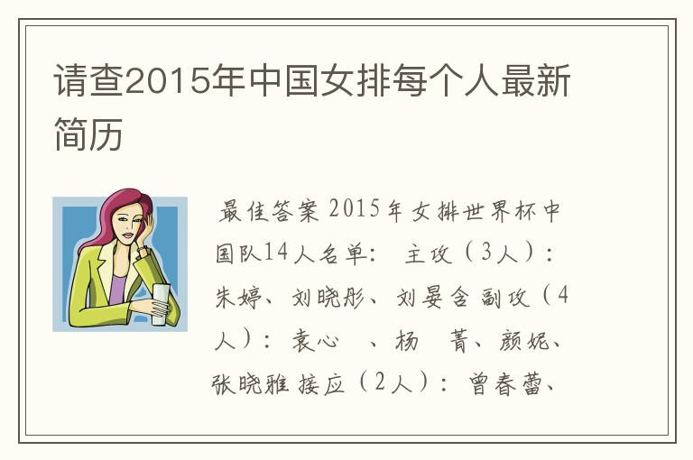 请查2015年中国女排每个人最新简历