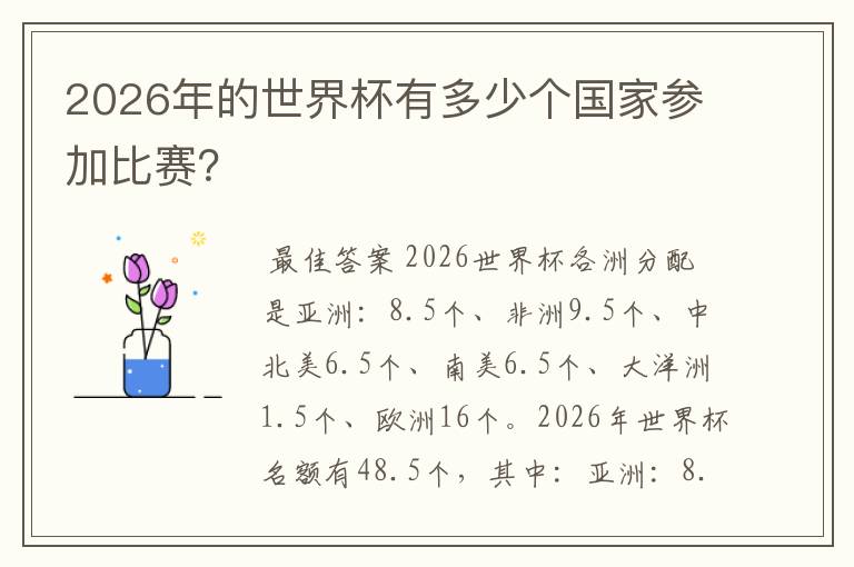 2026年的世界杯有多少个国家参加比赛?