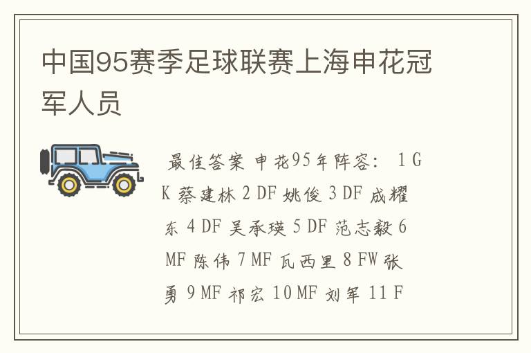 中国95赛季足球联赛上海申花冠军人员