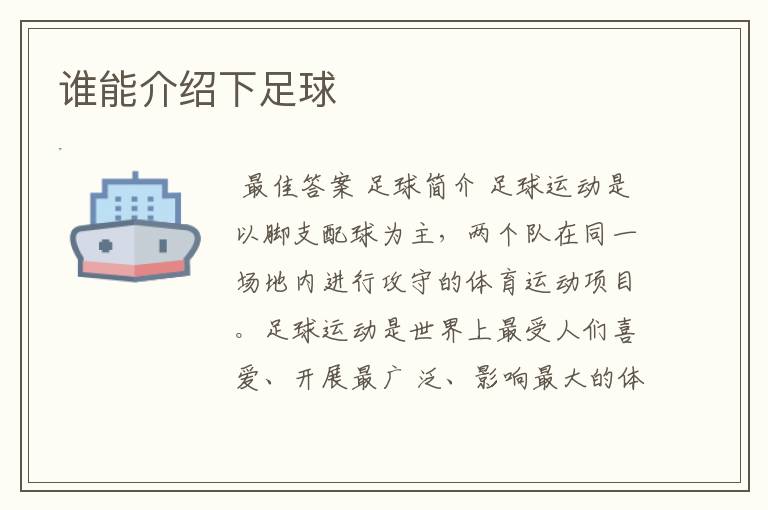 谁能介绍下足球