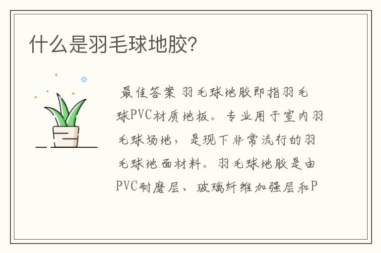 什么是羽毛球地胶?