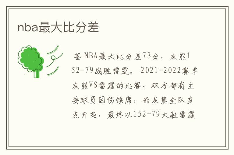 nba最大比分差