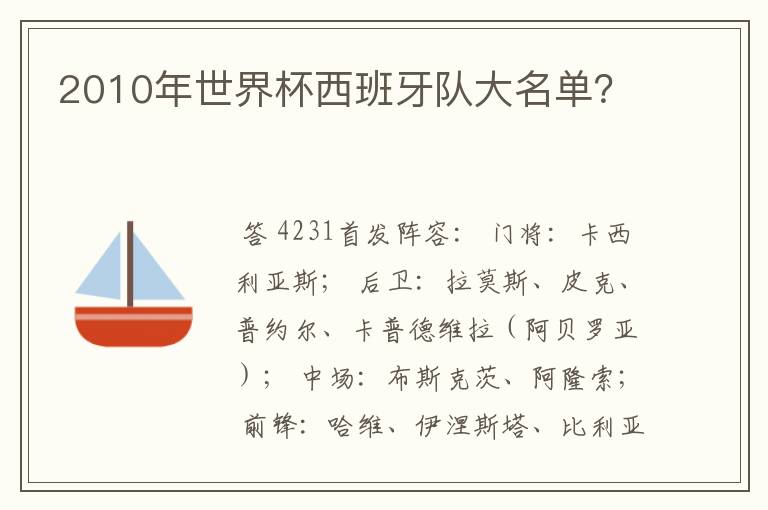 2010年世界杯西班牙队大名单?