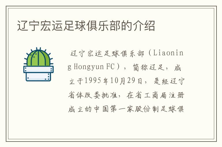 辽宁宏运足球俱乐部的介绍