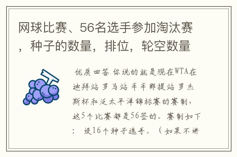 网球比赛、56名选手参加淘汰赛,种子的数量,排位,轮空数量,该怎样安排比赛~