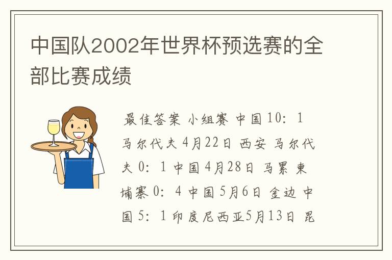 中国队2002年世界杯预选赛的全部比赛成绩